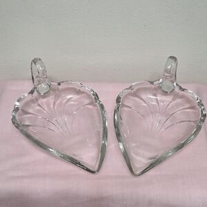 Clear Glass Leaf Shaped Serving Dishes - Pair